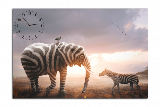 Картина-часы Слон и зебра